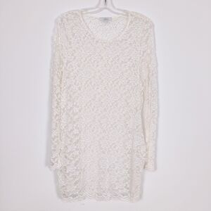 Glo Wear Maternity Women's Lace Sheer Bodycon Maternity Dress in Ivory Size XL